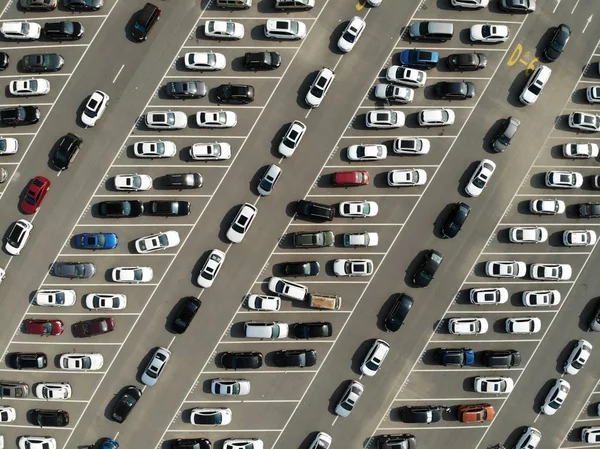 Una Vista Aérea Zona Aparcamiento Casi Llena Coches Los Turistas —  Fotos de Stock