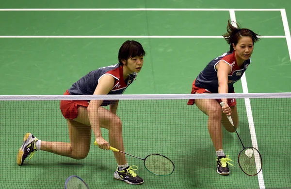 Yuki Fukushima Och Sayaka Hirota Japan Återvänder Ett Skott Till — Stockfoto