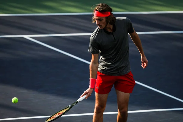 Stefanos Tsitsipas Yunanistan Bir Atış Için Kevin Anderson Güney Afrika — Stok fotoğraf