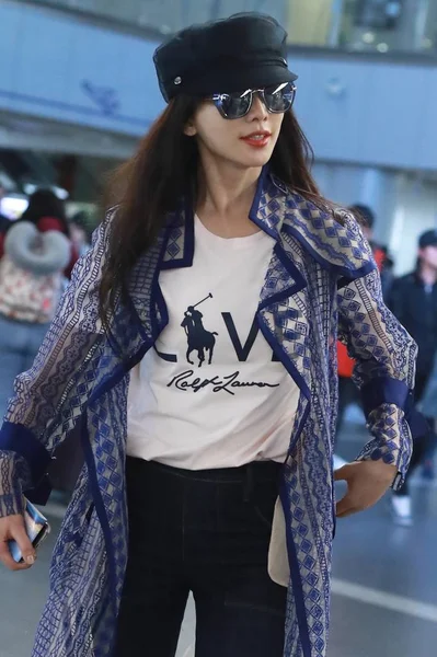 Taiwanese Model Actrice Lin Chi Ling Arriveert Bij Beijing Capital — Stockfoto