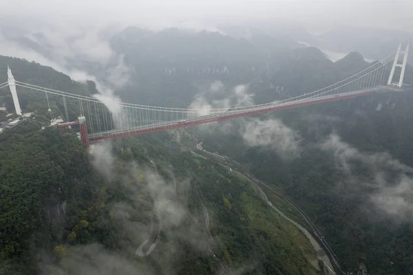 Paisaje Del Puente Aizhai Puente Colgante Sobre Autopista Baotou Maoming —  Fotos de Stock