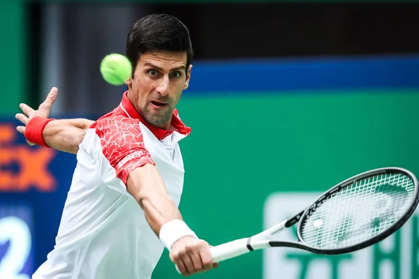 Novak Djokovic Serbie Retourne Une Chance Kevin Anderson Afrique Sud — Photo