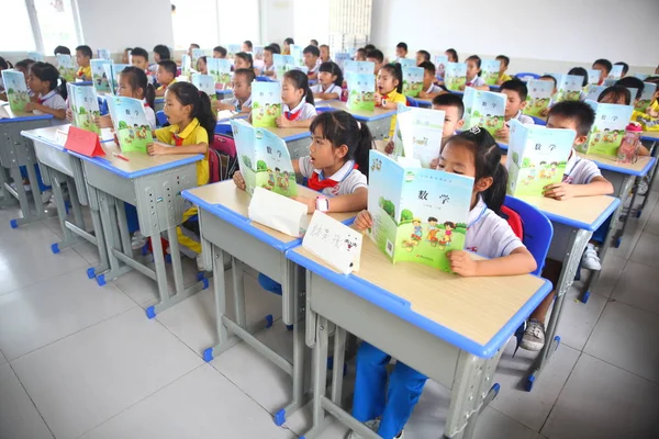 Студенты Имеют Класс Начальной Школе Городе Хайкоу Провинция Хайнань Южный — стоковое фото