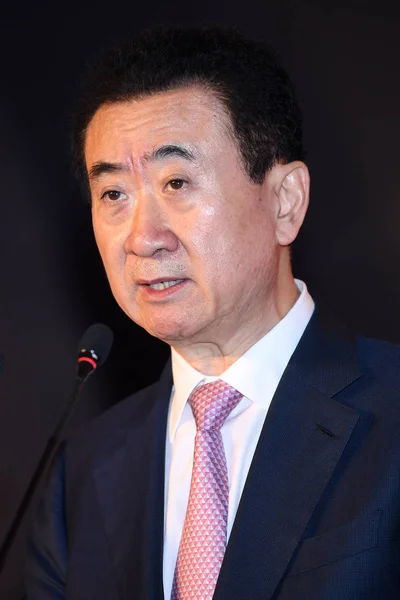 Wang Jianlin Předseda Dalian Wanda Group Navštěvuje Uzavření Banket 2018 — Stock fotografie
