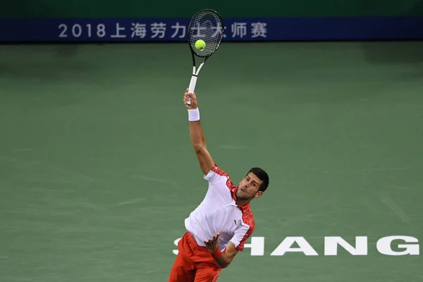 Novak Djokovic Serbia Serves Borna Coric Croatia Men Singles Final — Φωτογραφία Αρχείου