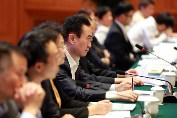 Wang Jianlin Vorsitzender Der Dalian Wanda Group Besucht Das Dalian — Stockfoto