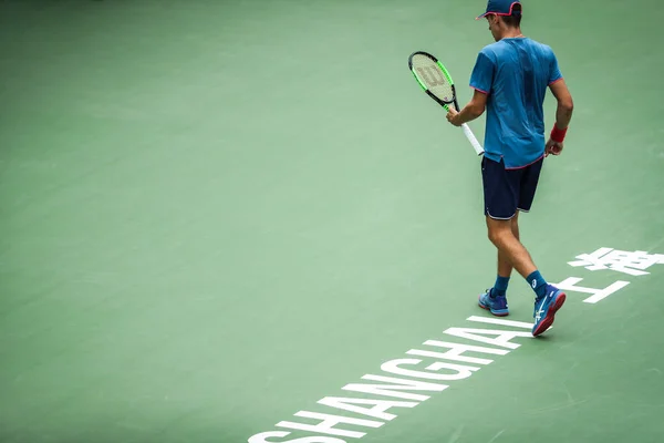 Alex Minaur Ausztrália Reagál Ahogy Versenyez Ellene Vasek Pospisil Kanada — Stock Fotó