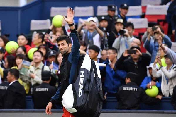 Novak Djokovic Aus Serbien Winkt Als Sich Auf Die Abreise — Stockfoto