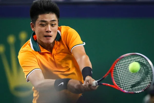 Yibing China Torna Kei Nishikori Del Giappone Dopo Loro Seconda — Foto Stock