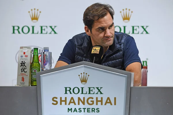 Швейцарський Теніс Зірка Роджер Федерер Взяла Участь Прес Конференції Rolex — стокове фото