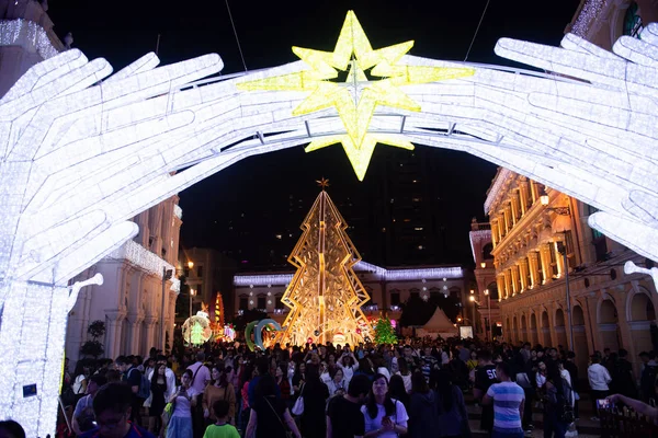 Vista Festival Luz Macau Para Celebrar Próximo Natal Praça Senado — Fotografia de Stock