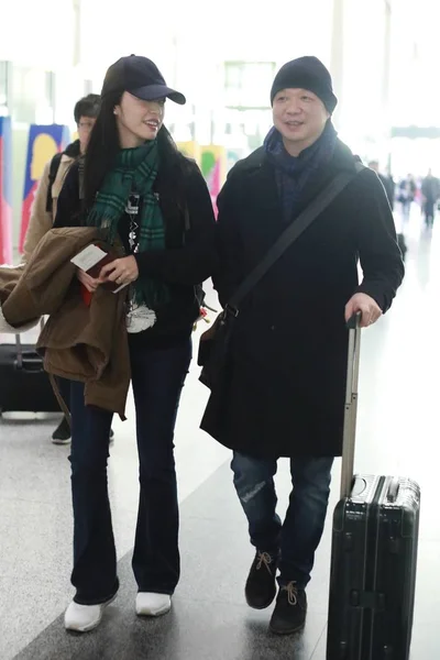 Chinese Actress Yao Chen Left Her Husband Pictured Beijing Capital — Stock Photo, Image