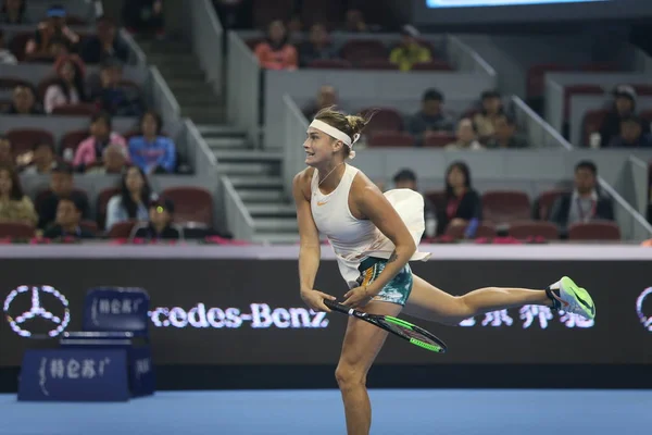 Aryna Sabalenka Bielorrússia Serve Contra Wang Qiang China Partida Quartas — Fotografia de Stock