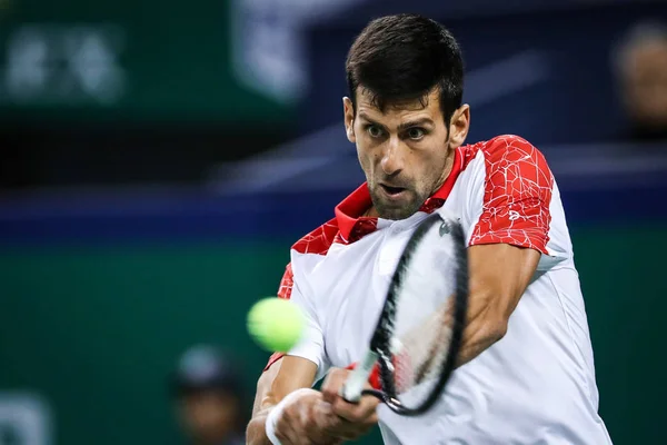 Novak Djokovic Aus Serbien Gibt Einen Schuss Gegen Borna Coric — Stockfoto