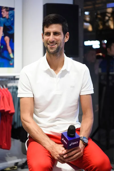 Der Serbische Tennisstar Novak Djokovic Nimmt Einer Werbeveranstaltung Für Asics — Stockfoto