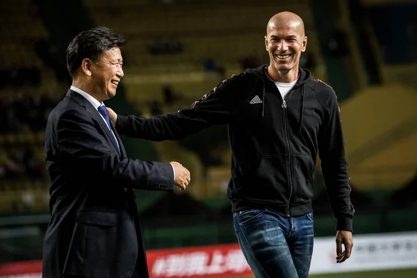 Superstar Treinador Futebol Francês Zinedine Zidane Participa Jogo Início 2018 — Fotografia de Stock