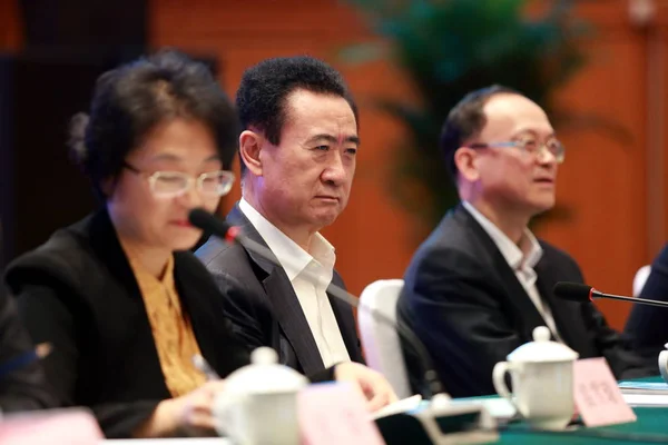 Wang Jianlin Presidente Grupo Dalian Wanda Participa Fórum Desenvolvimento Futebol — Fotografia de Stock