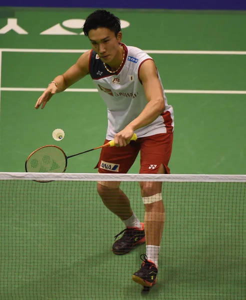 Kento Momota Japonska Vrací Výstřel Syna Wan Jižní Koreje Jejich — Stock fotografie