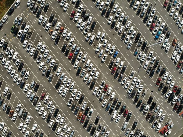 Una Vista Aérea Zona Aparcamiento Casi Llena Coches Los Turistas —  Fotos de Stock