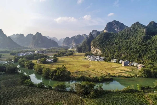 Cenário Pastoral Mingshi Aldeia Mingshi Condado Daxin Região Autônoma Guangxi — Fotografia de Stock