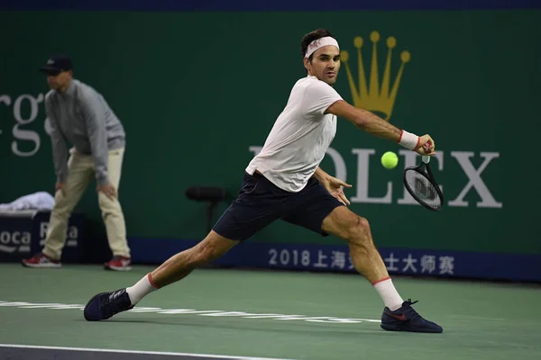 Roger Federer Suiza Devuelve Una Oportunidad Kei Nishikori Japón Partido — Foto de Stock