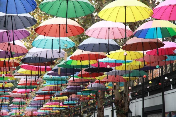 Hunderte Von Regenschirmen Werden Aufgehängt Die Kneipenstraße Nanjing 1912 Der — Stockfoto