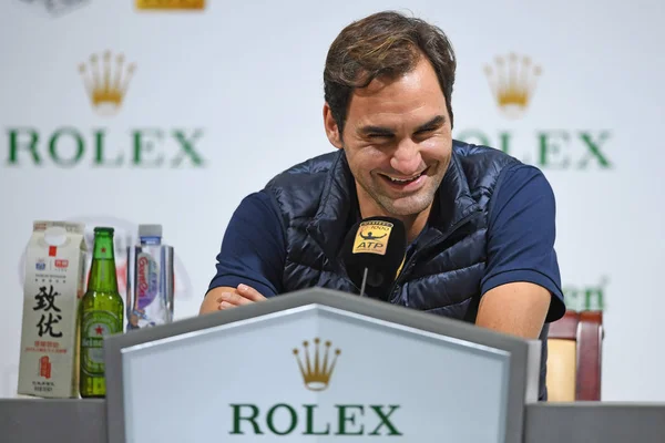 Sviçreli Tenis Yıldızı Roger Federer Rolex Şangay Masters 2018 Tenis — Stok fotoğraf