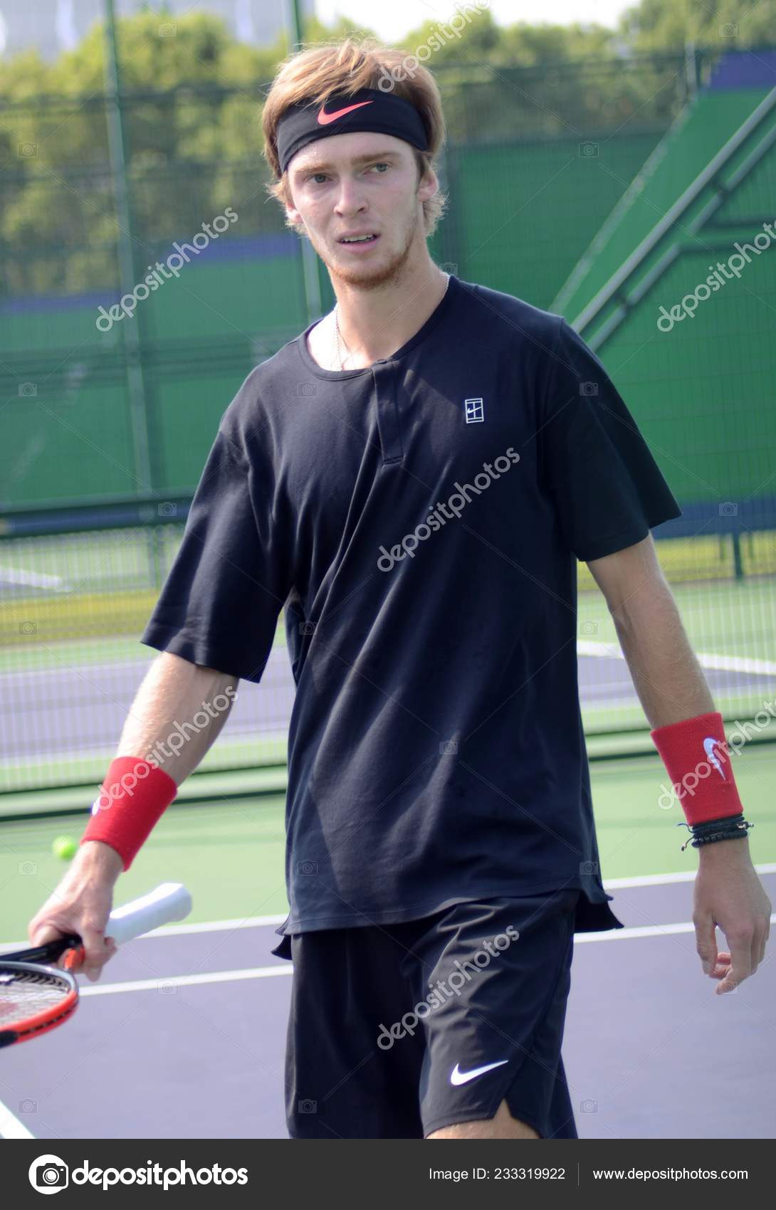 Russian Tennis Player Andrey Rublev Takes Part Training Session