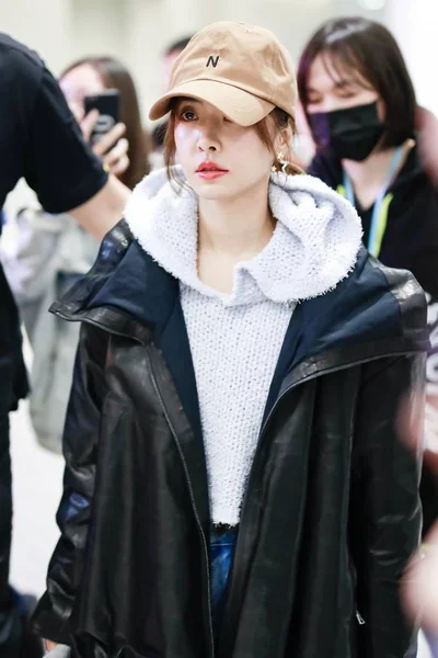 Cantante Taiwanese Jolin Tsai Arriva All Aeroporto Internazionale Shanghai Hongqiao — Foto Stock