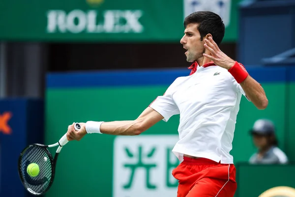 Novak Djokovic Sérvia Retorna Kevin Anderson África Sul Sua Partida — Fotografia de Stock