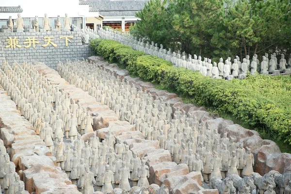 Repliker Terrakotta Armé Skulpturer Terra Cotta Krigare Och Hästar Qin — Stockfoto
