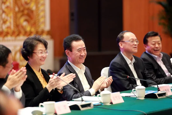 Wang Jianlin Elnöke Dalian Wanda Group Részt Vesz Dalian Labdarúgó — Stock Fotó