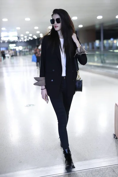 Chinese Supermodel Sui Pictured Airport Shanghai China October 2018 — Stock Photo, Image