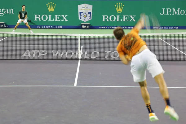 Serbski Tenis Gwiazda Novak Djokovic Bierze Udział Sesji Szkoleniowej Ramach — Zdjęcie stockowe