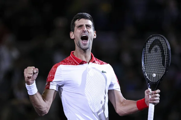 Novak Djokovic Sırbistan Hırvatistan Borna Coric Yenerek Onların Erkekler Tekler — Stok fotoğraf