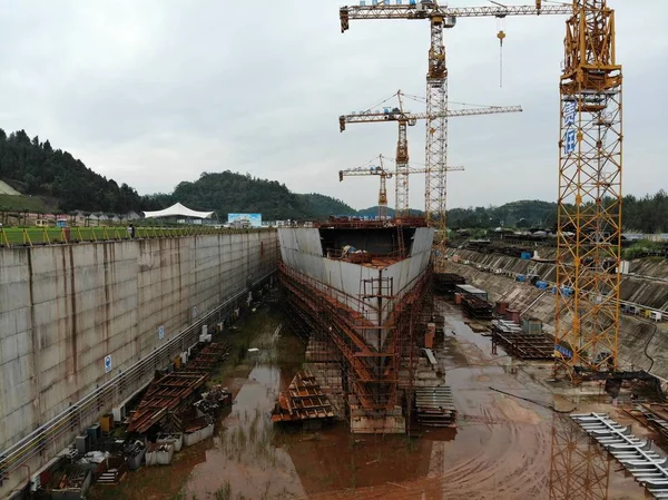 Полномасштабная Копия Пассажирского Лайнера Титаник Строится Округе Дайнинг Город Суйнинг — стоковое фото