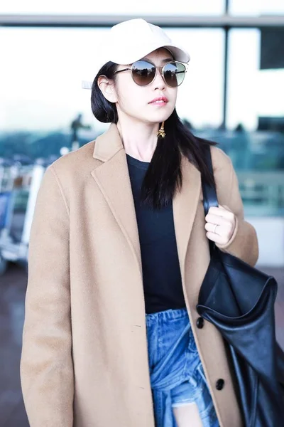 Taiwanees Actrice Michelle Chen Afgebeeld Shanghai Hongqiao International Airport Shanghai — Stockfoto