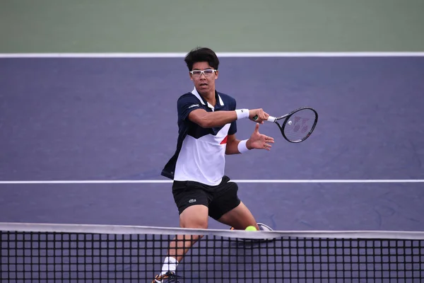 Chung Hyeon Korei Południowej Zwraca Strzał Hubert Hurkacz Polska Drugim — Zdjęcie stockowe