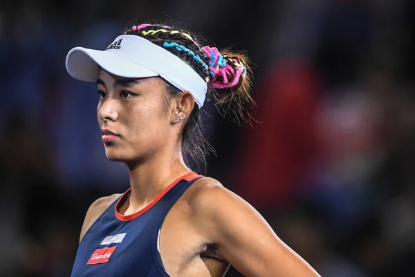 Wang Qiang Della Cina Reagisce Mentre Compete Contro Madison Keys — Foto Stock