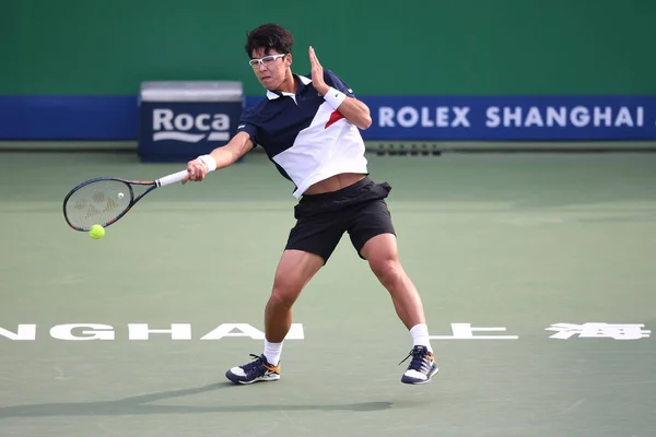 Chung Hyeon Της Νότιας Κορέας Επιστρέφει Έναν Πυροβολισμό Hubert Hurkacz — Φωτογραφία Αρχείου