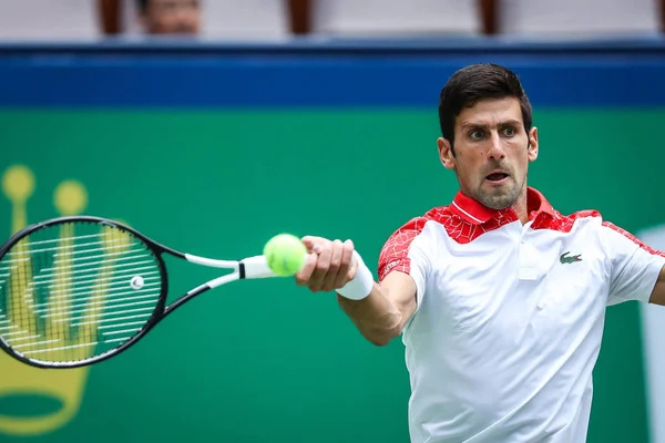 Novak Djokovic Della Serbia Torna Colpo Kevin Anderson Del Sudafrica — Foto Stock