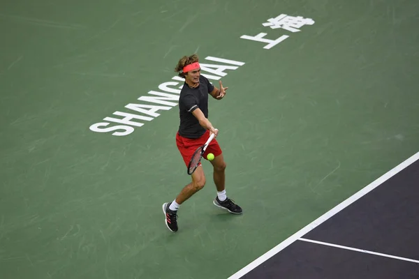 Alexander Zverev Alemanha Retorna Arremesso Contra Novak Djokovic Sérvia Semifinal — Fotografia de Stock