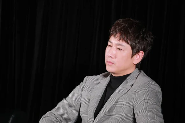 Sydkoreansk Skådespelare Lee Sun Kyun Sköter Presskonferens För Nya Film — Stockfoto