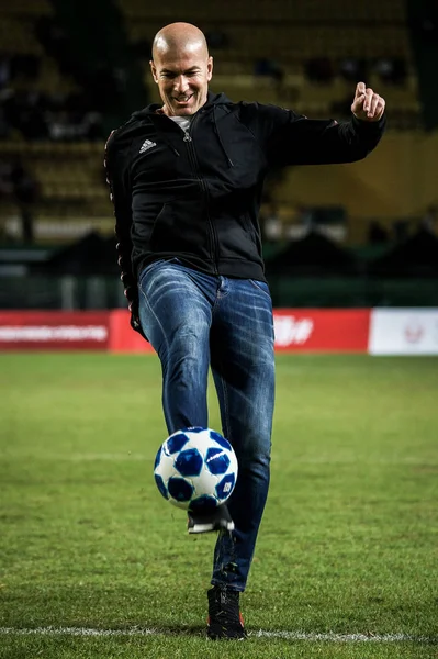 Superstar Treinador Futebol Francês Zinedine Zidane Participa Jogo Início 2018 — Fotografia de Stock