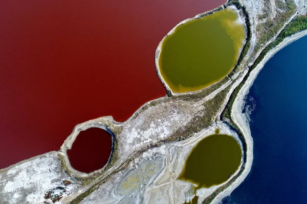 Vista Aérea Colorido Salt Lake Yuncheng Mundialmente Famoso Lago Sal — Fotografia de Stock