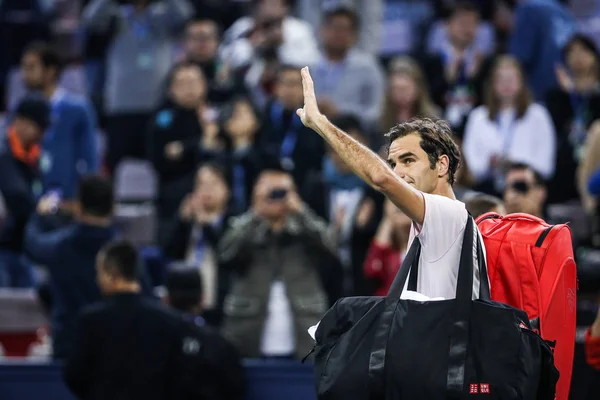Roger Federer Switzerland Waves Spectators Leaves Court Being Defeated Borna — 图库照片