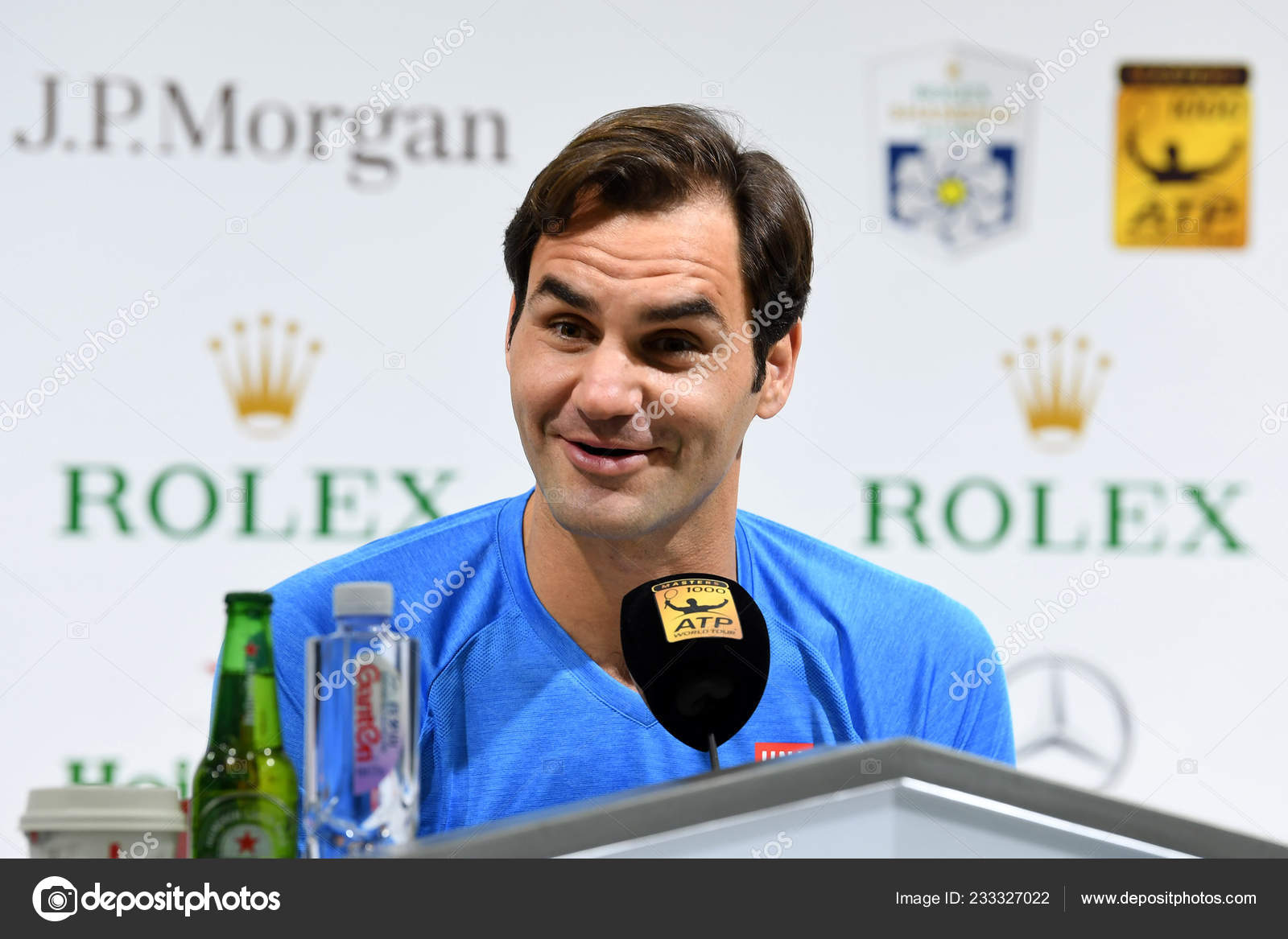 Swiss Tennis Star Roger Federer Attends Press Conference Rolex