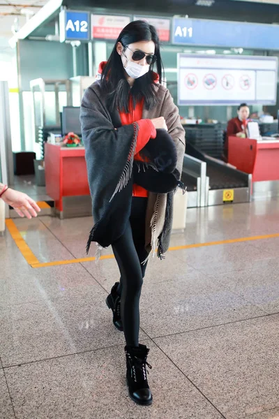 Modèle Chinois Mengyao Mieux Connu Sous Nom Ming Arrive Aéroport — Photo