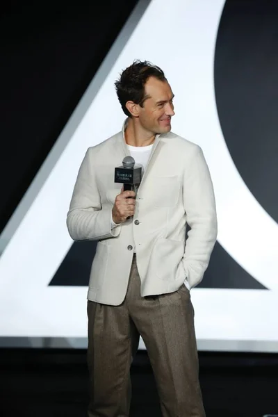 Anglik Aktor Jude Law Uczestniczy Konferencji Prasowej Dla Filmu Fantastyczne — Zdjęcie stockowe