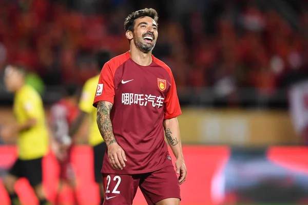 Jogador Futebol Argentino Ezequiel Lavezzi Hebei China Fortune Reage Enquanto — Fotografia de Stock